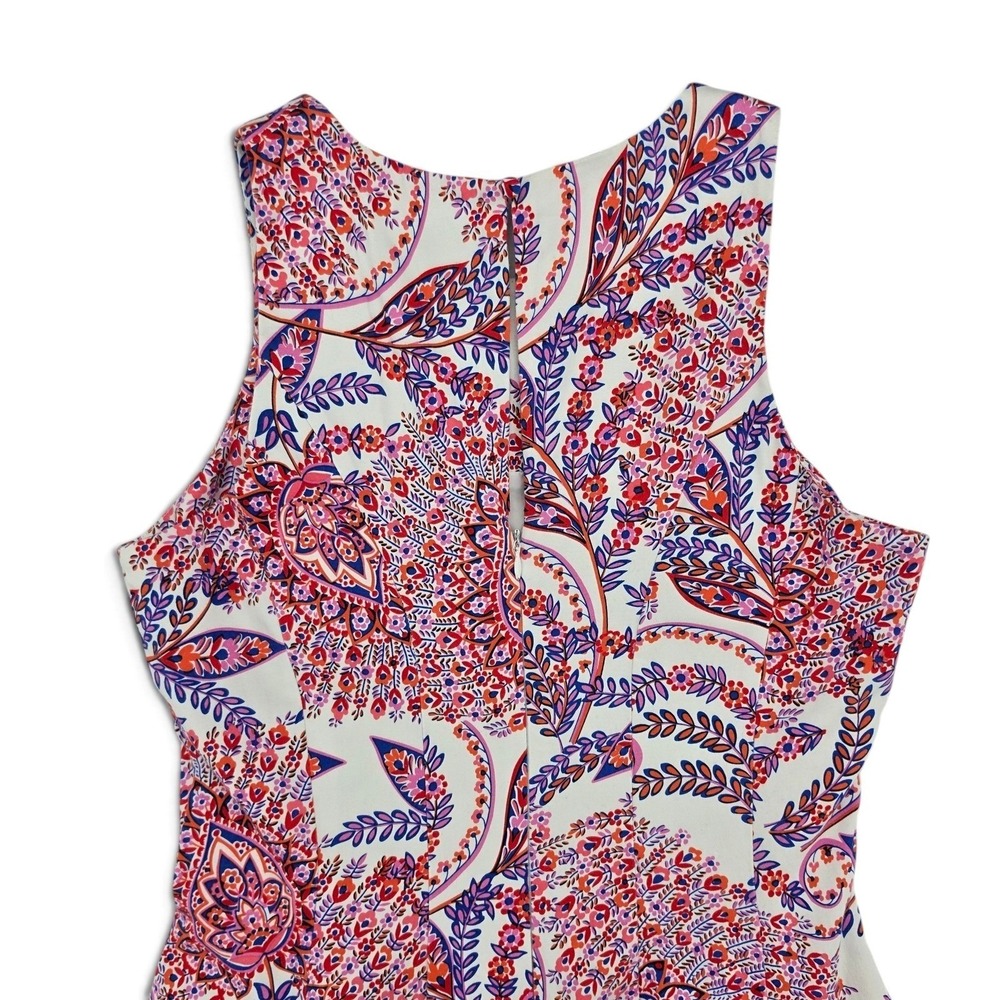 Maggy London 8 Paisley Fit Flare Dress Sleeveless Pink Blue Wedding Guest - Picture 5 of 7